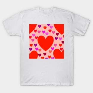 red blue heart pattern design background T-Shirt